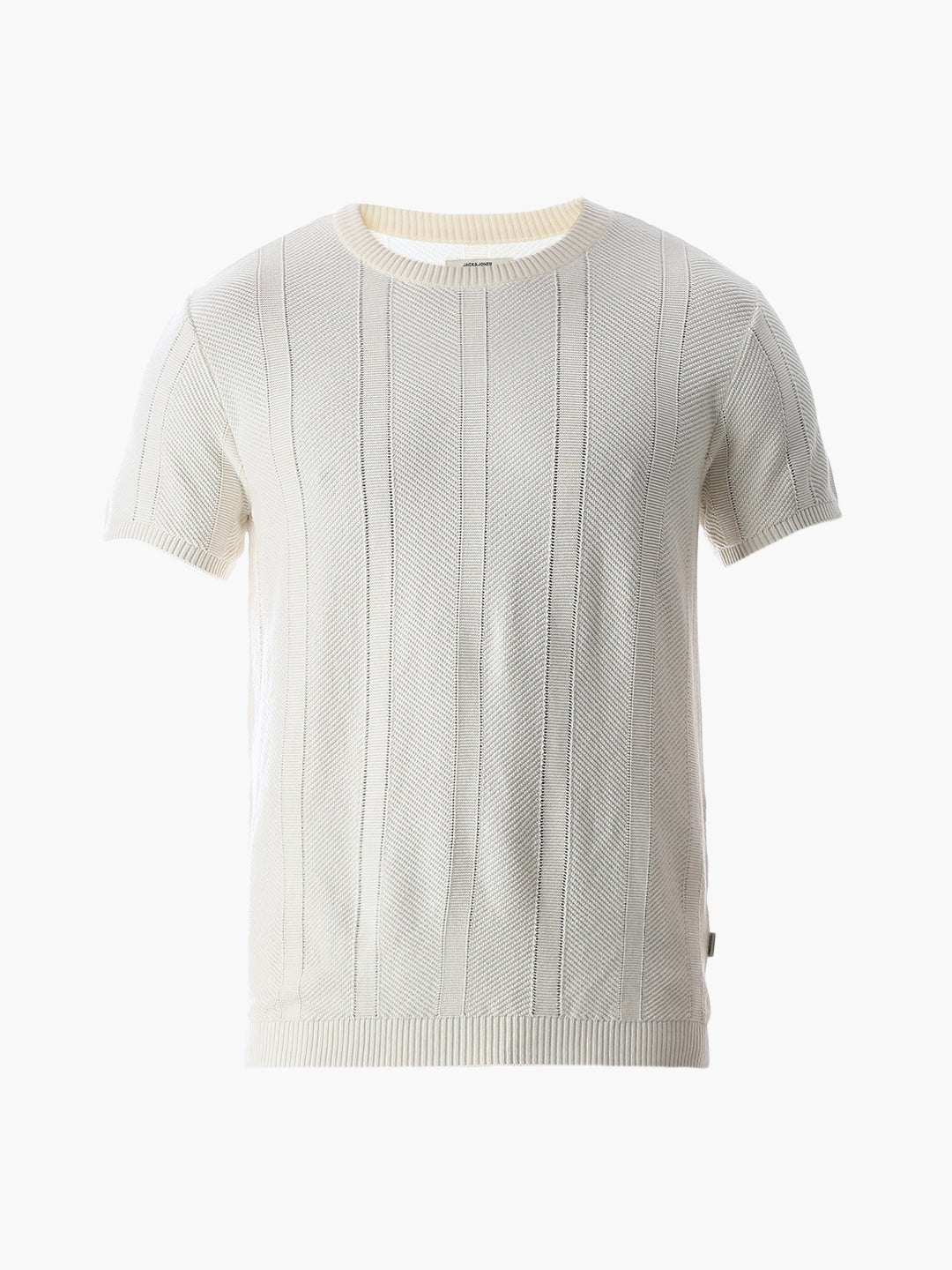 White Jacquard Knitted T-shirt