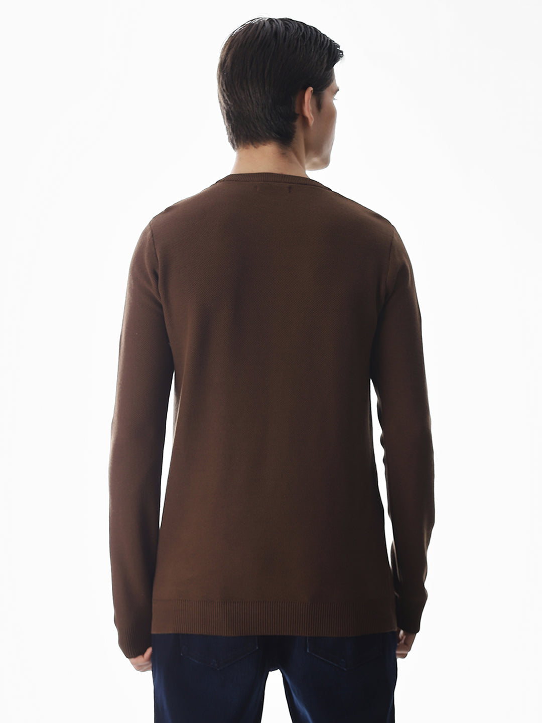 Dark Brown Knitted Cotton T-shirt
