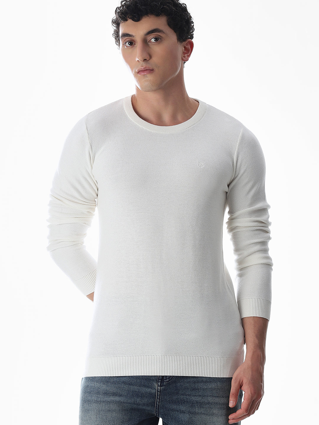 White Knitted Cotton T-shirt