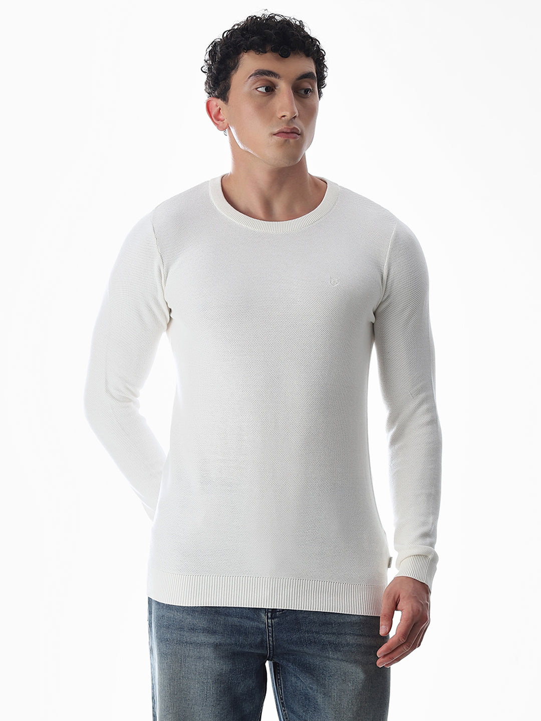 White Knitted Cotton T-shirt