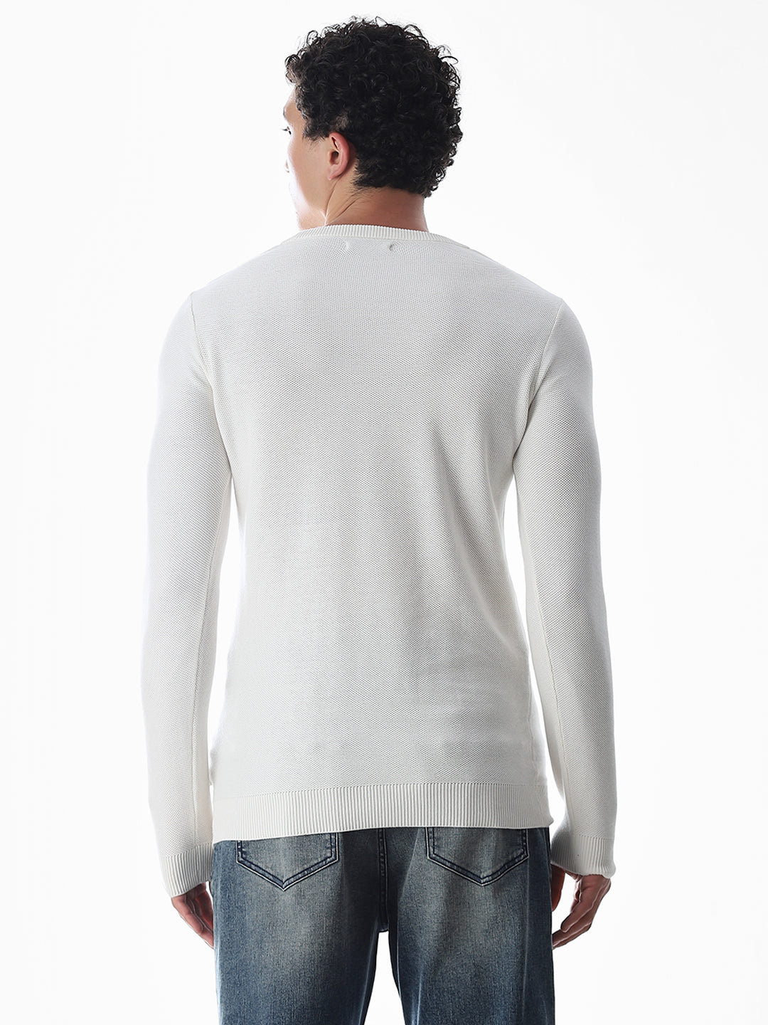 White Knitted Cotton T-shirt