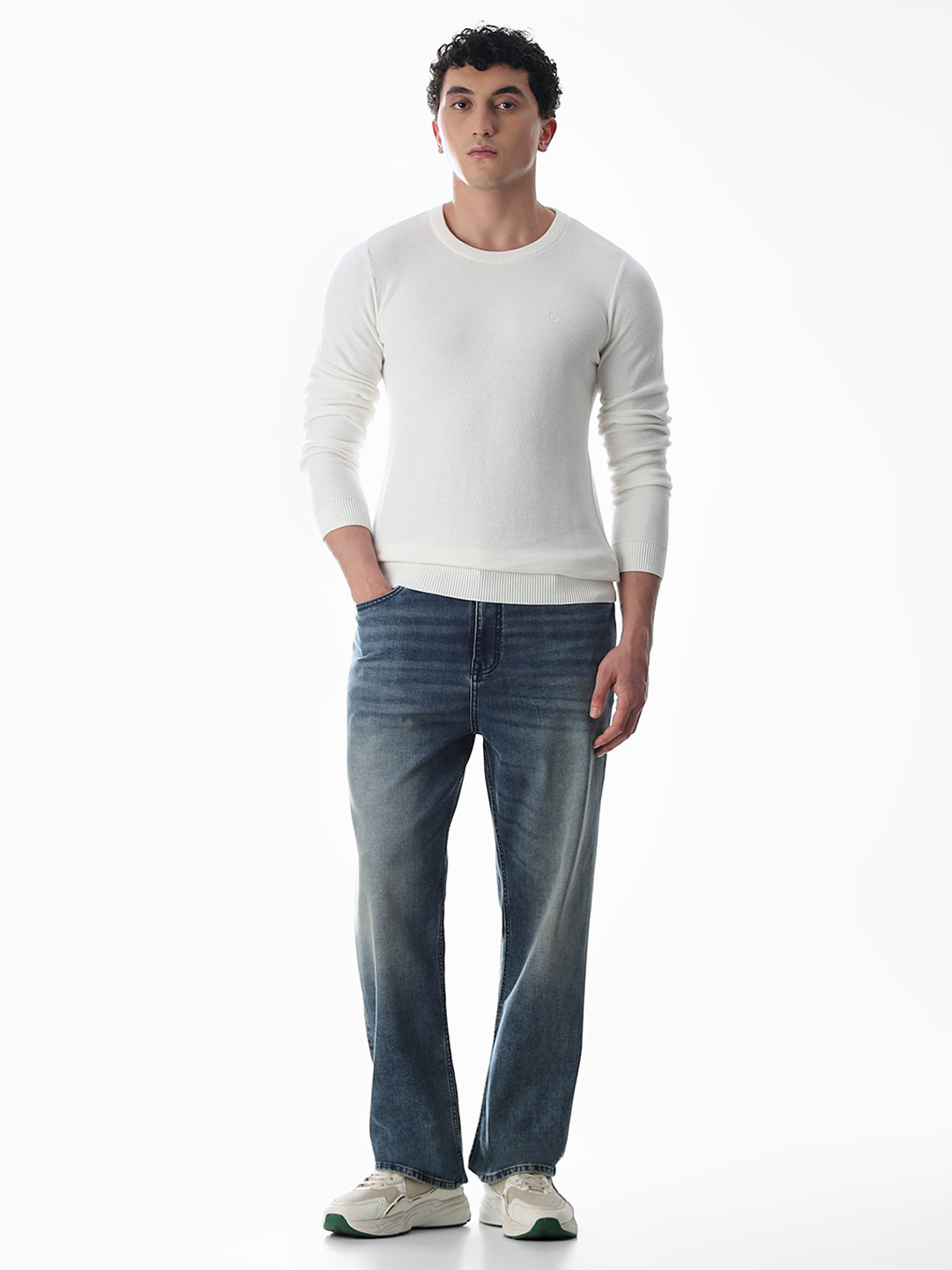 White Knitted Cotton T-shirt