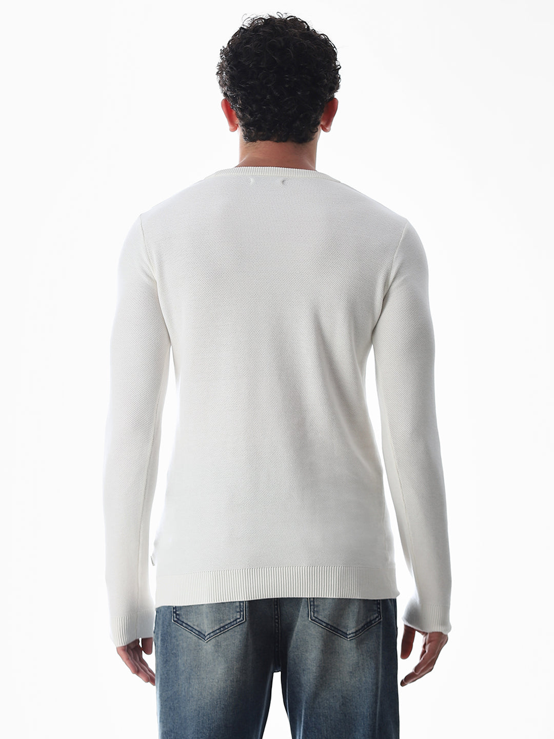 White Knitted Cotton T-shirt