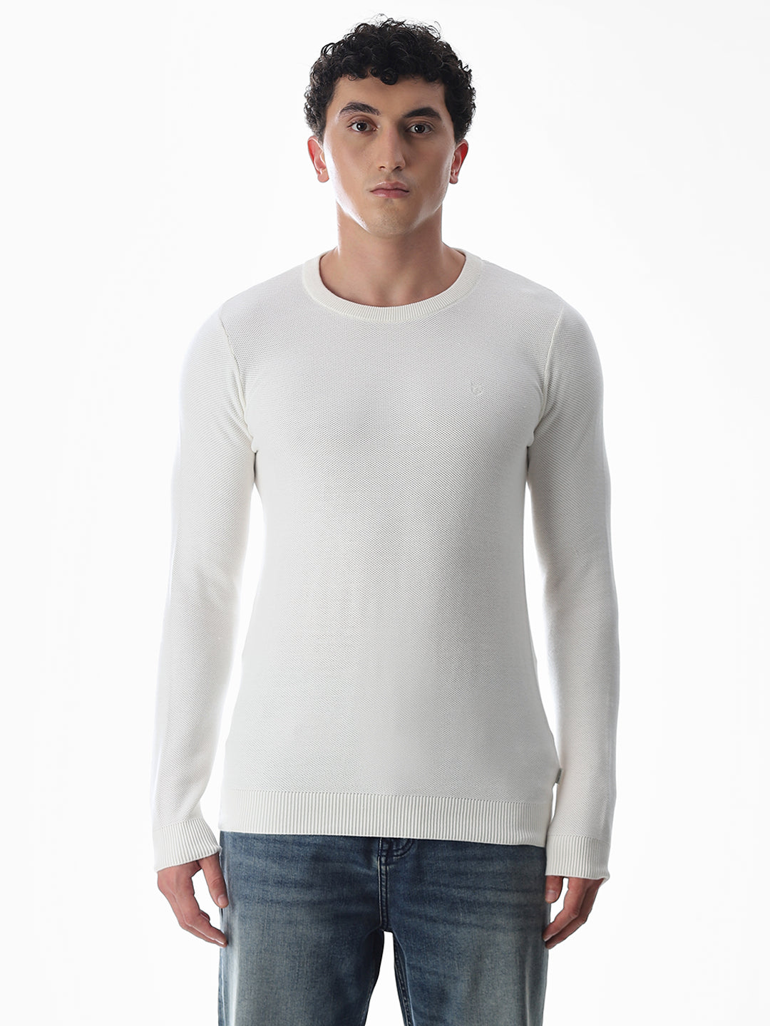 White Knitted Cotton T-shirt