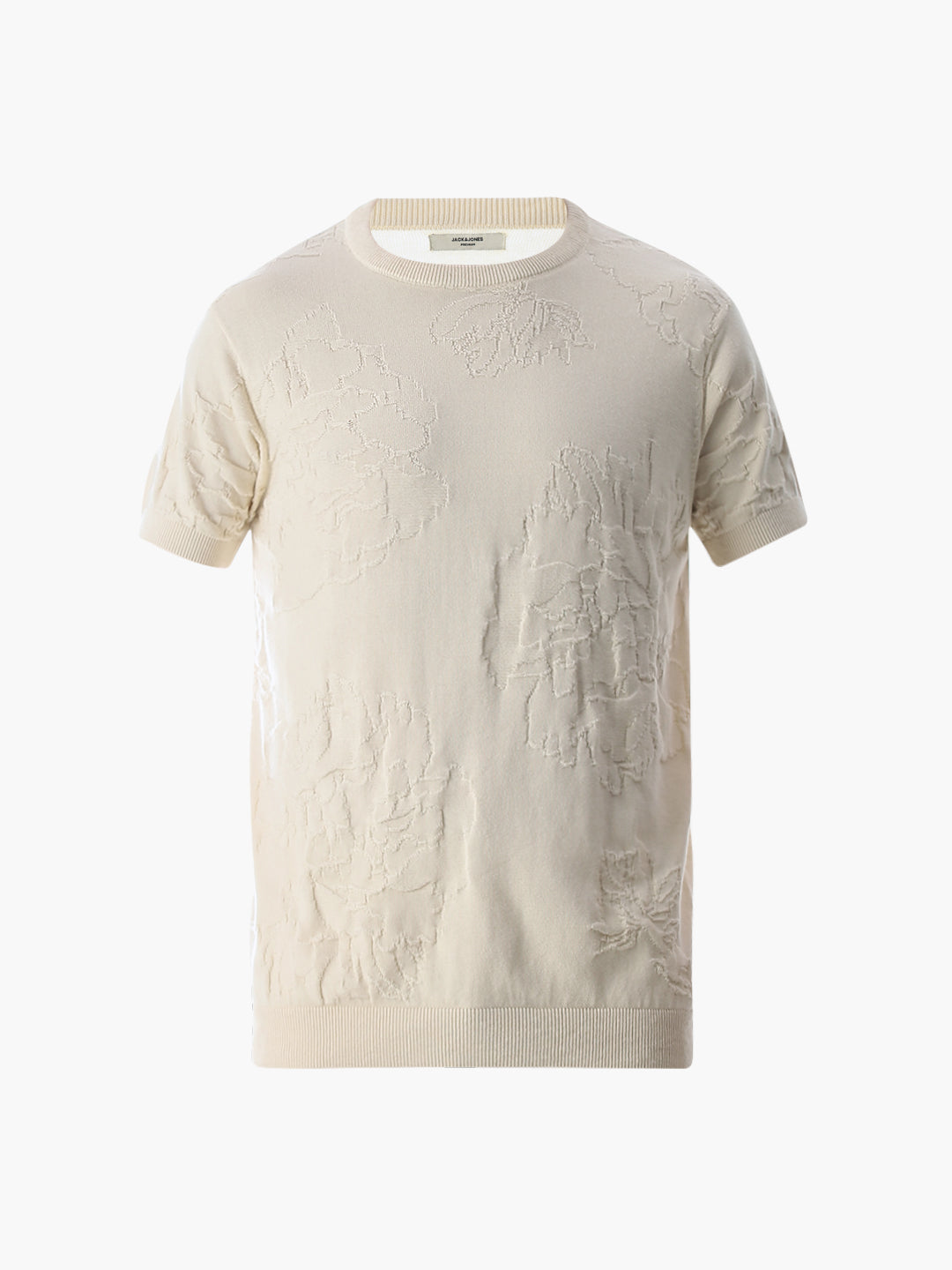 White Jacquard Knitted T-shirt