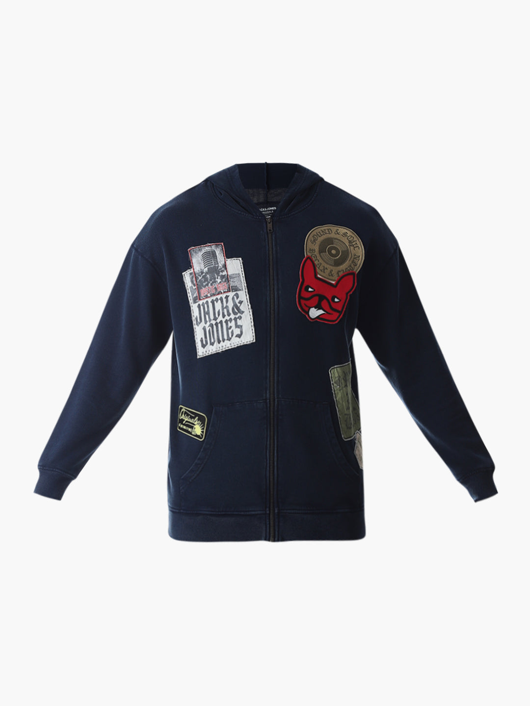 Printed Front Open Hooded Sweatshirt