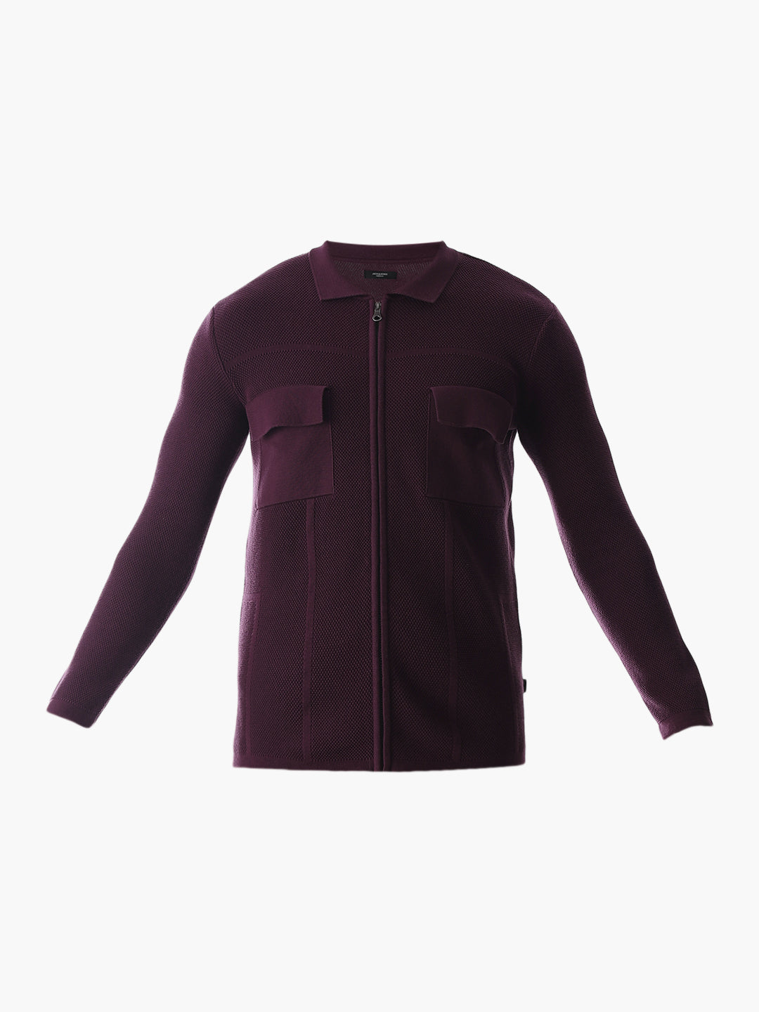 Purple Knitted Front Open Shirt