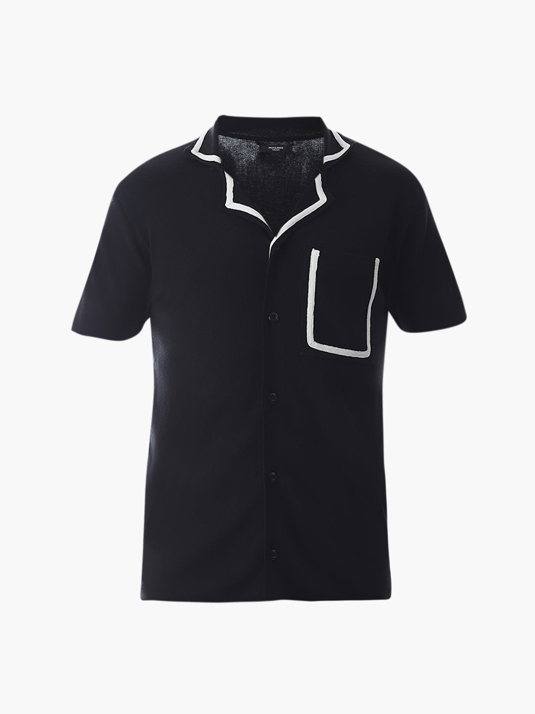Black Knitted Drop Shoulder Polo
