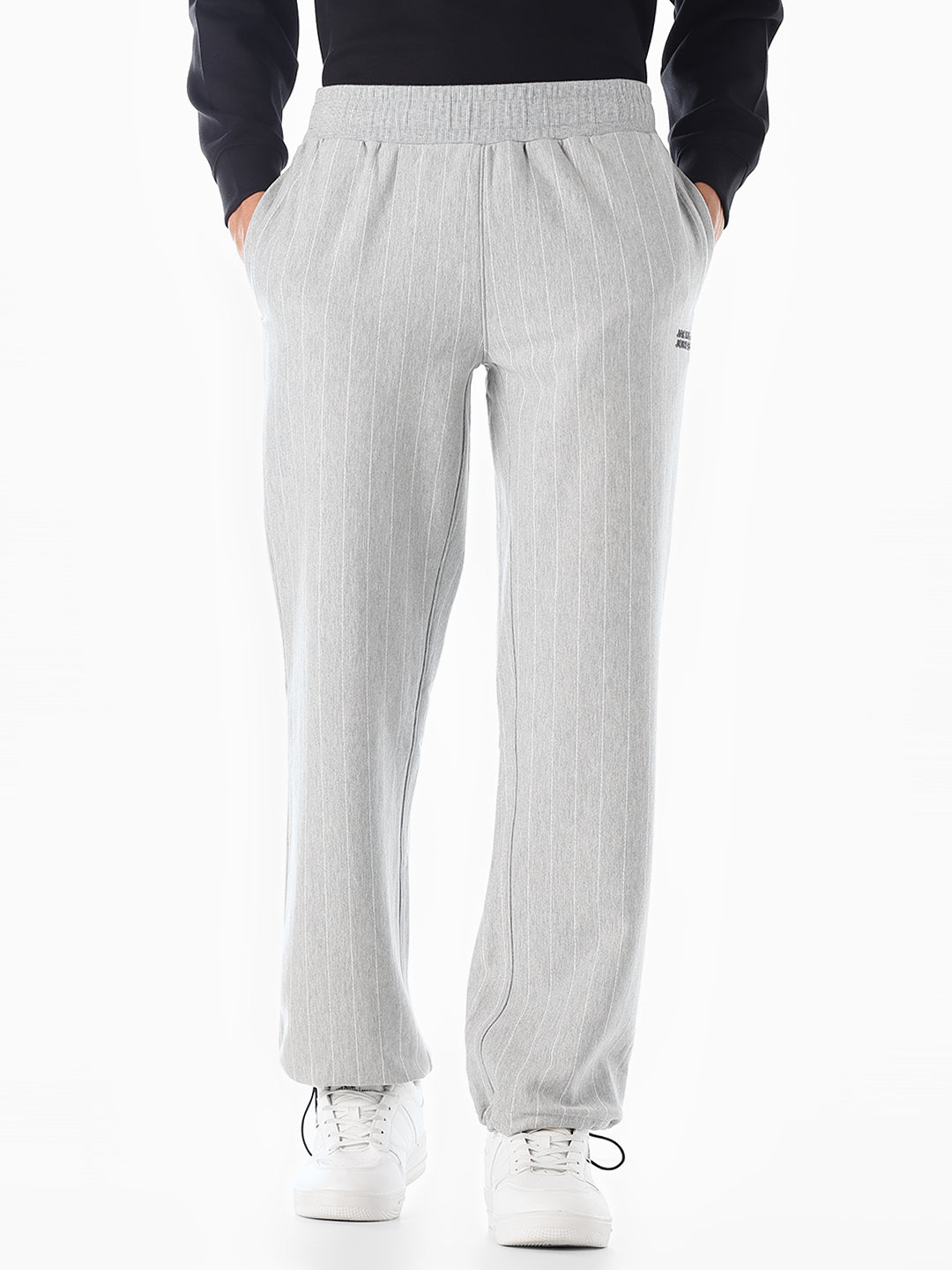 Light Grey Melange Striped Sweatpants