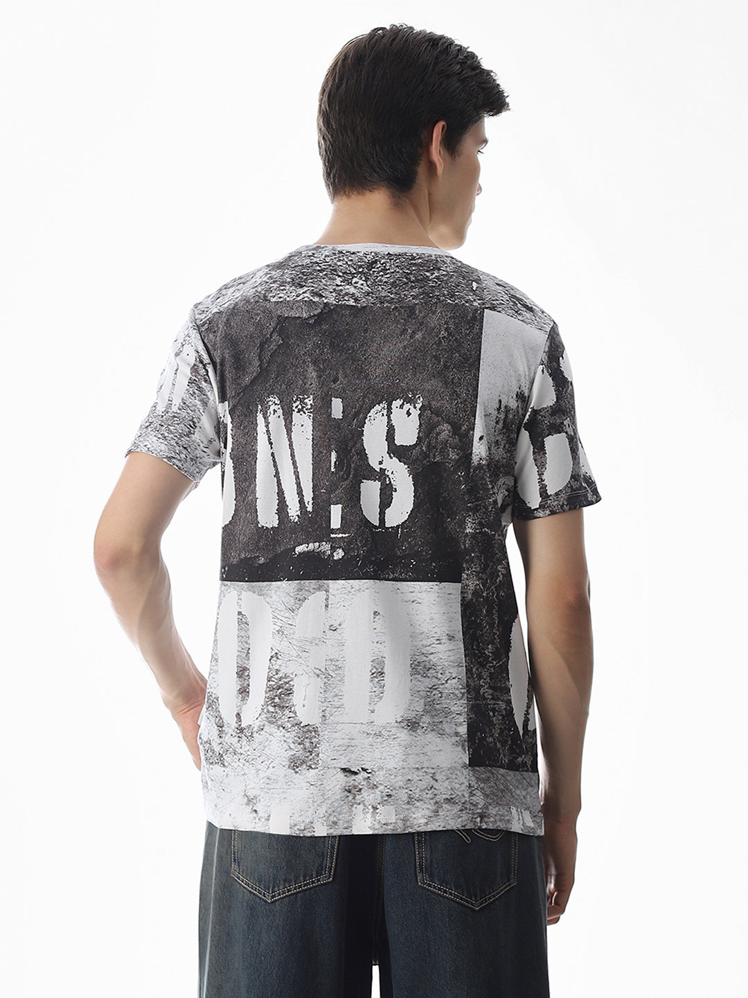 White Printed Crew Neck T-shirt