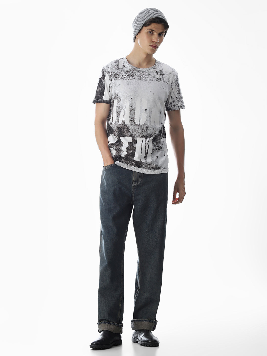 White Printed Crew Neck T-shirt