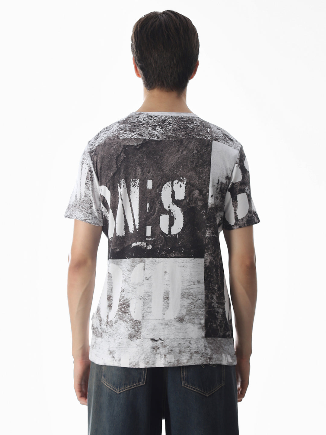 White Printed Crew Neck T-shirt