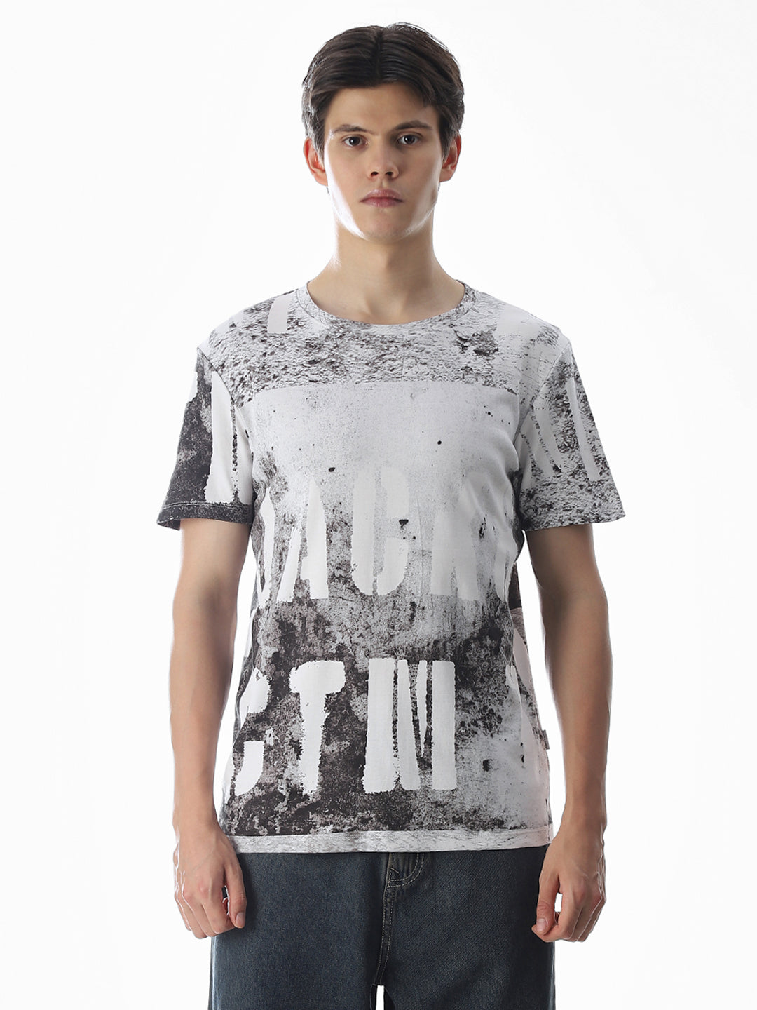 White Printed Crew Neck T-shirt