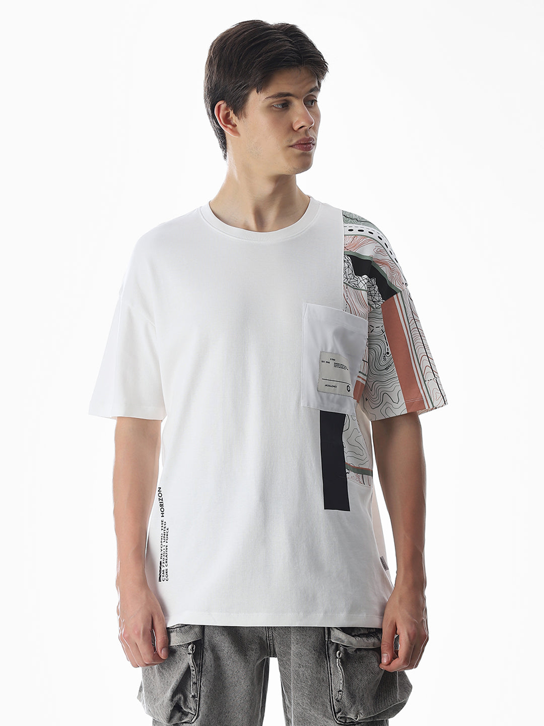 White Printed Boxy Fit T-shirt