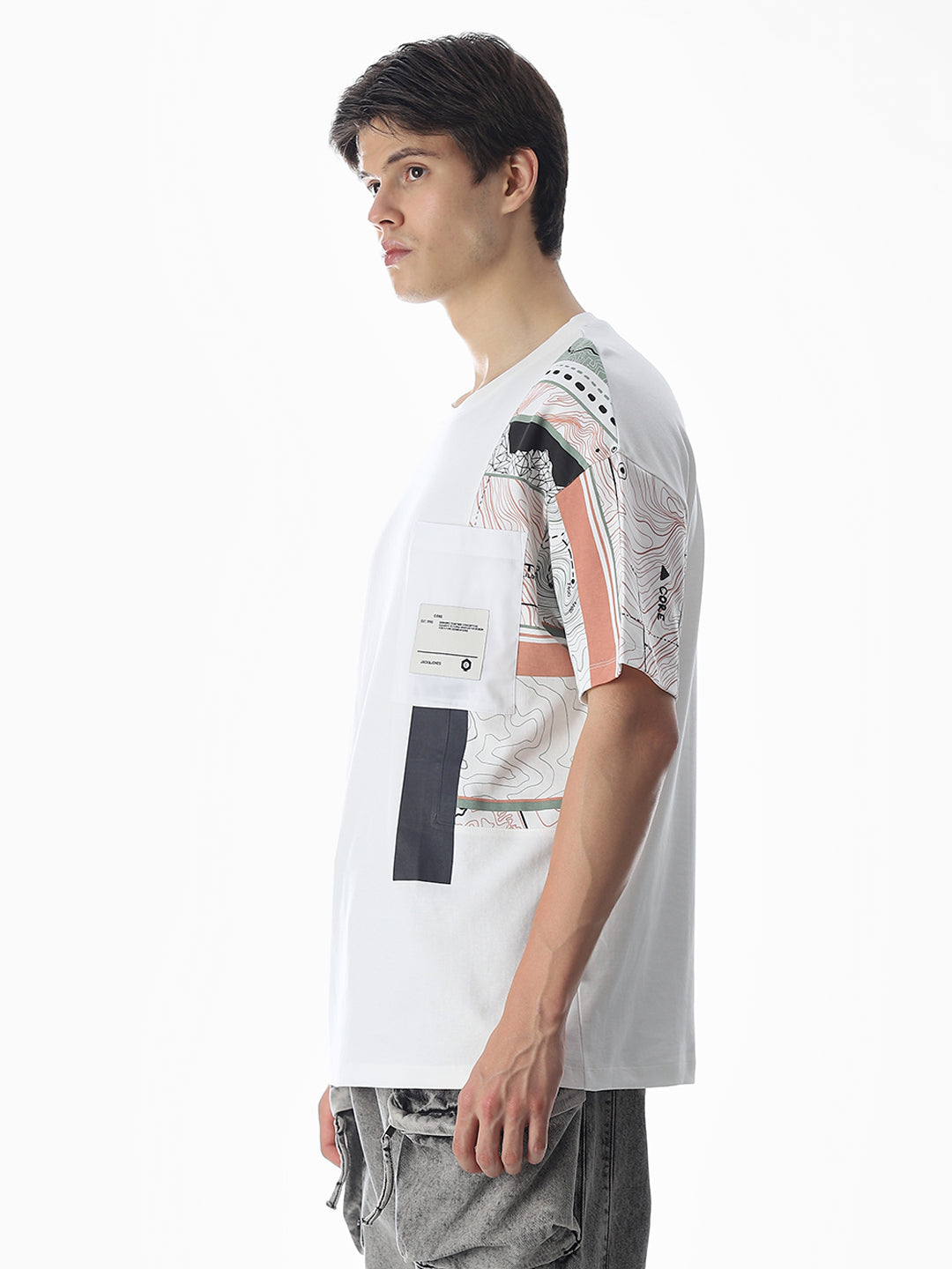 White Printed Boxy Fit T-shirt