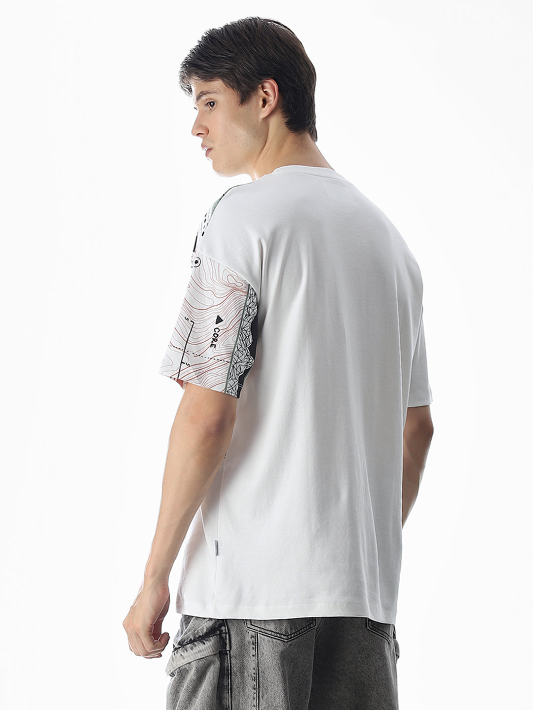 White Printed Boxy Fit T-shirt
