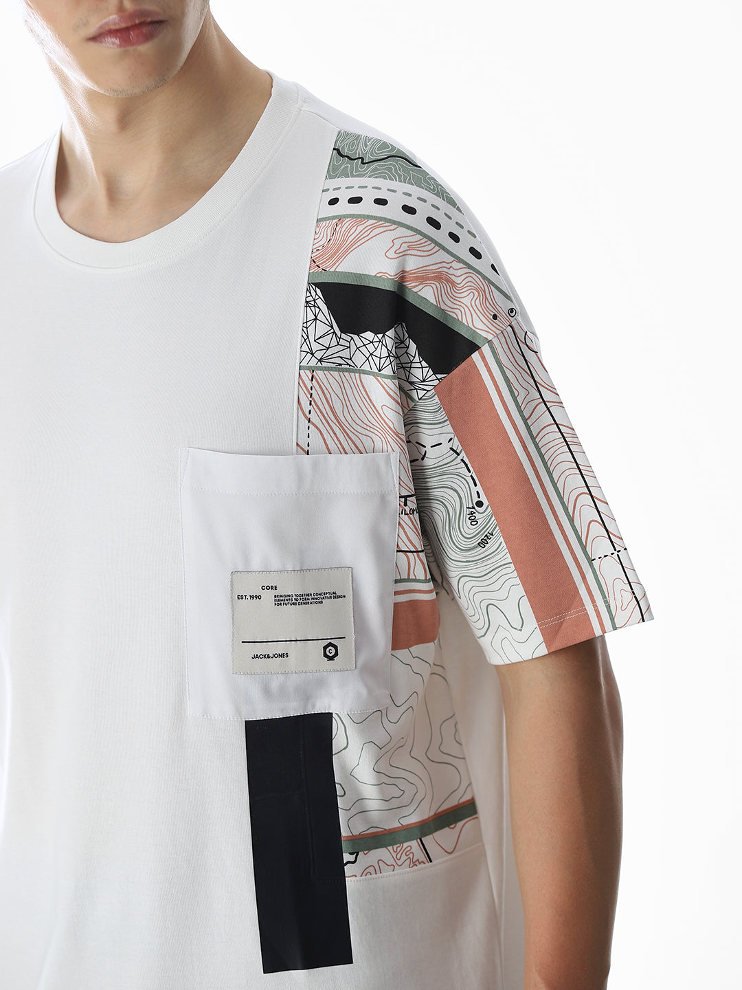 White Printed Boxy Fit T-shirt