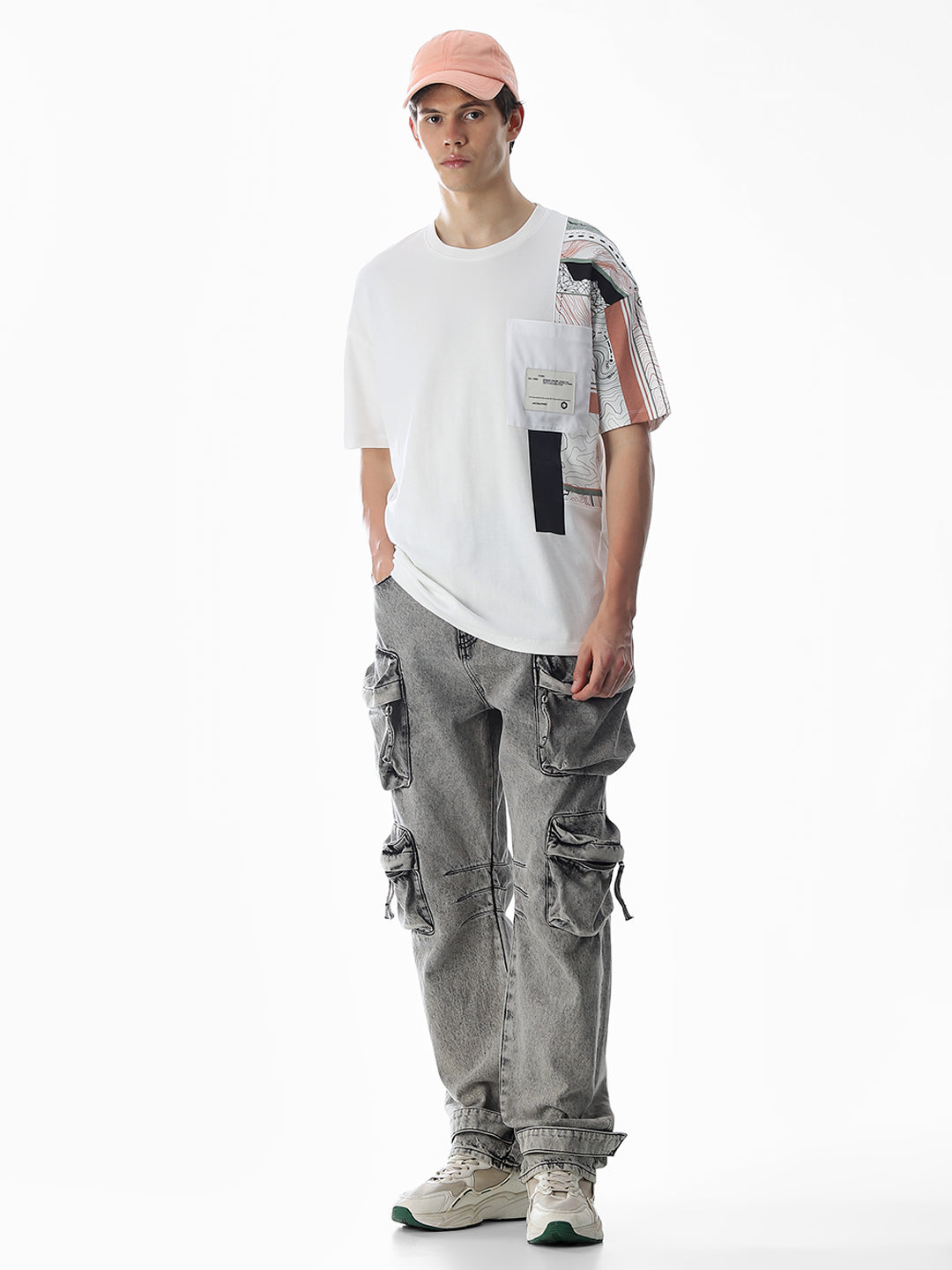 White Printed Boxy Fit T-shirt