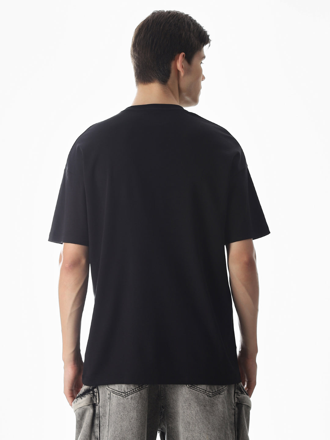 Black Abstract Print Oversized T-shirt