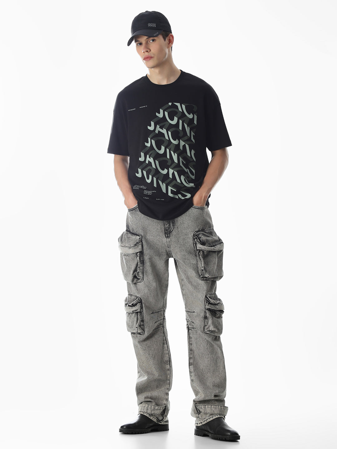 Black Abstract Print Oversized T-shirt