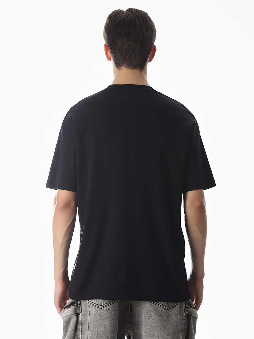 Black Abstract Print Oversized T-shirt