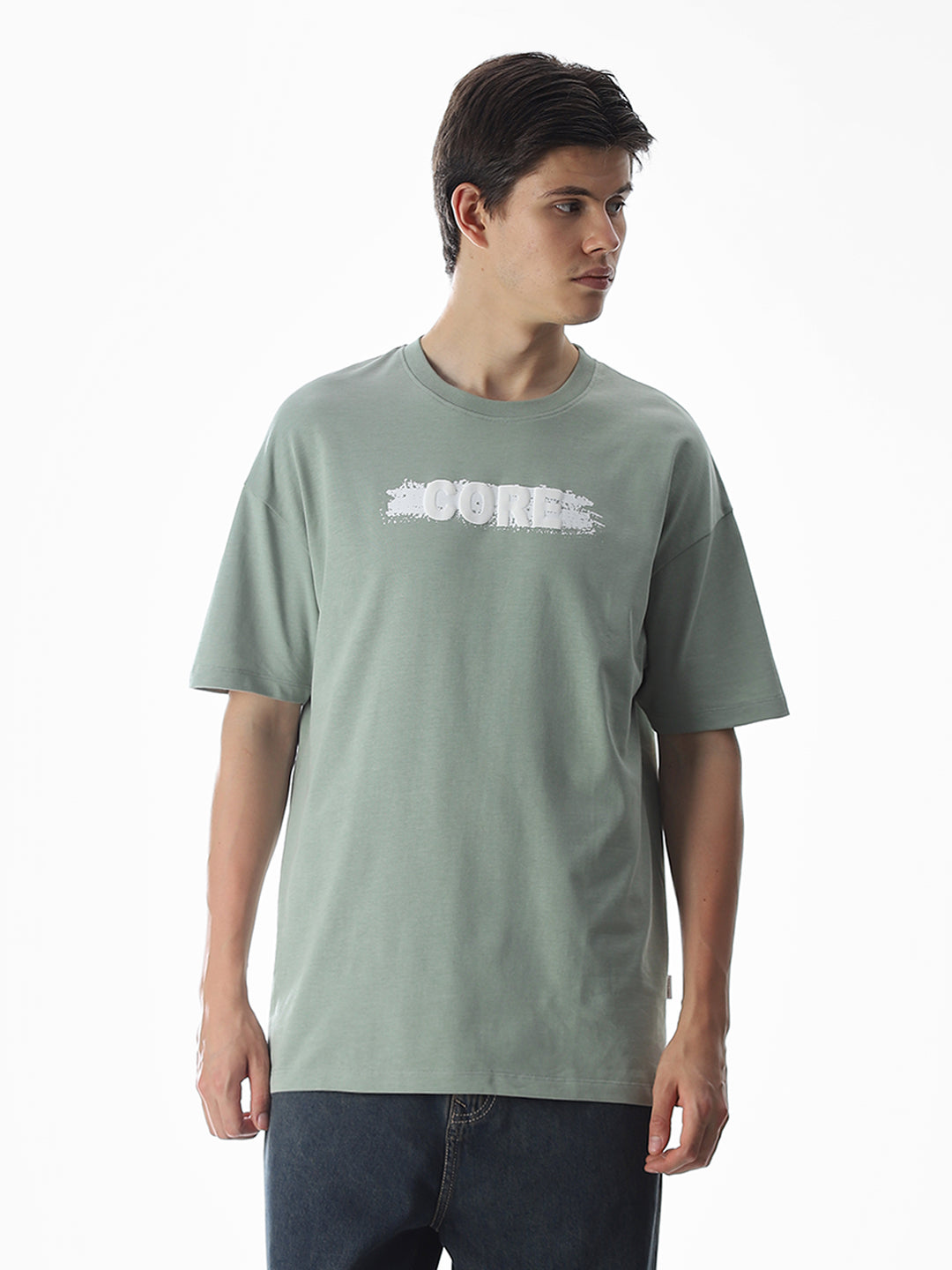 Green Logo Print Oversized T-shirt