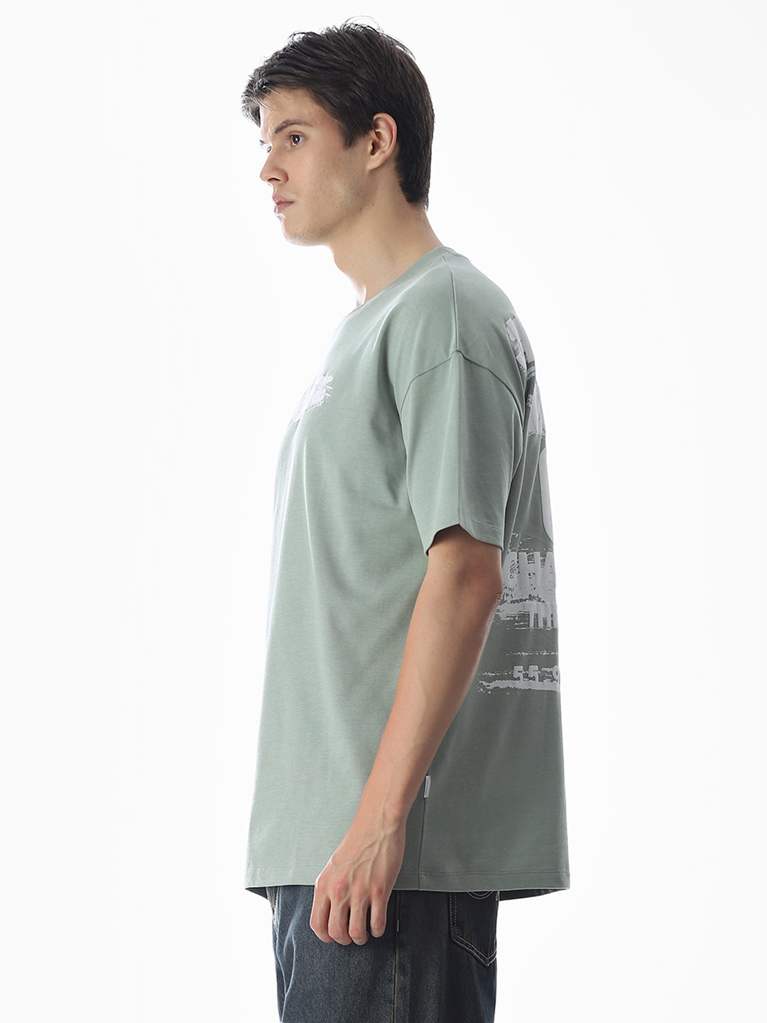Green Logo Print Oversized T-shirt