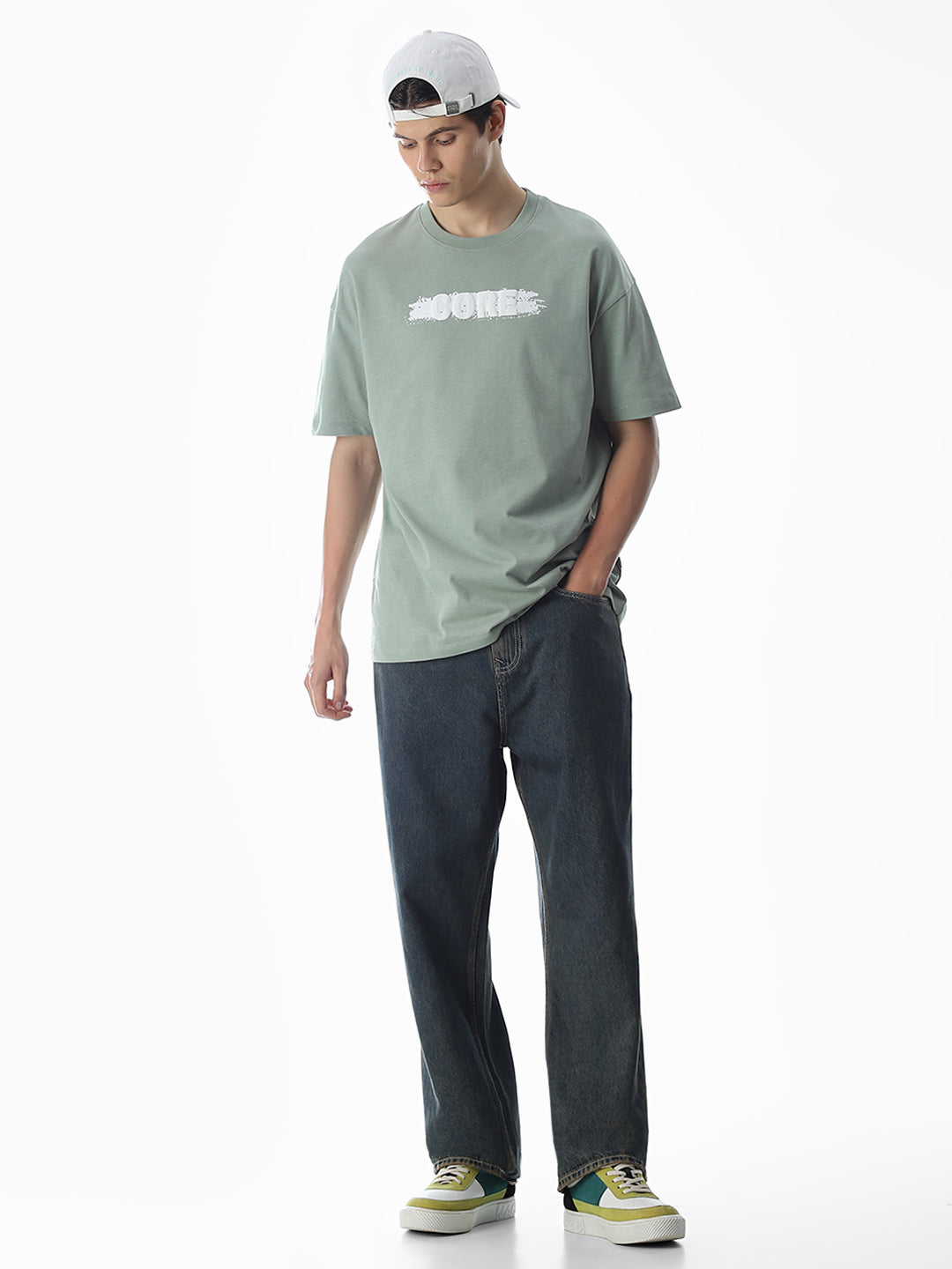 Green Logo Print Oversized T-shirt