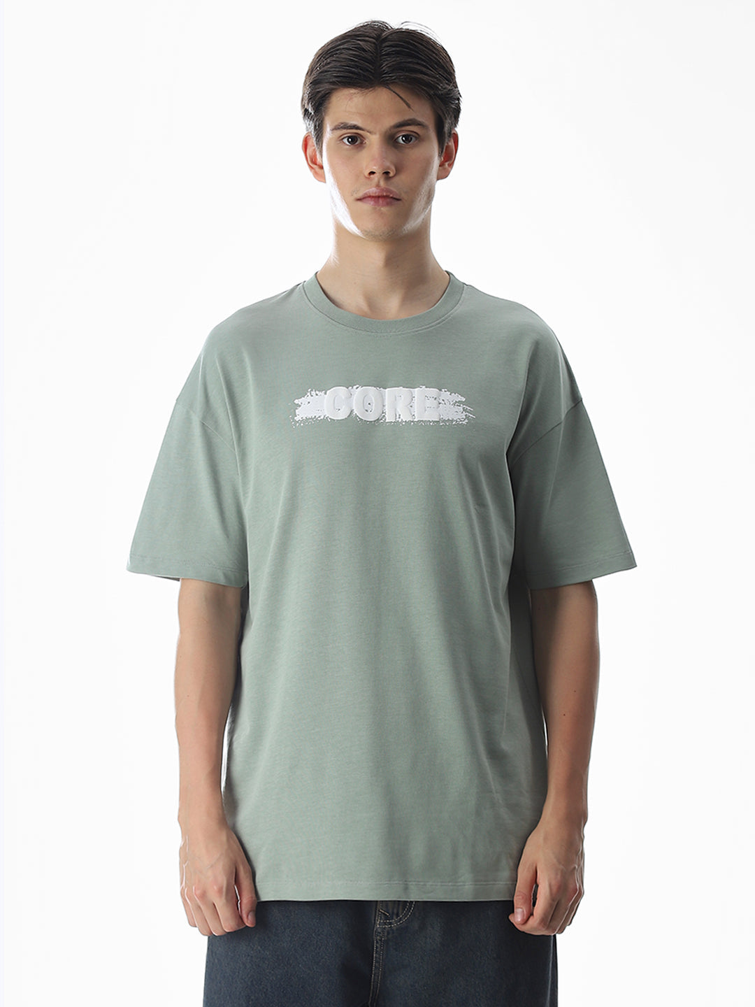 Green Logo Print Oversized T-shirt