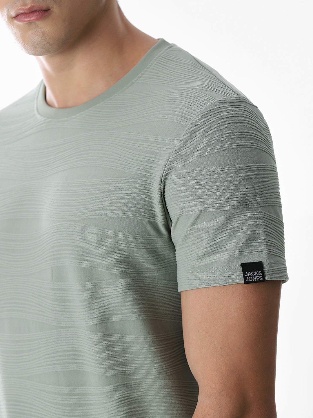 Green Jacquard Crew Neck T-shirt