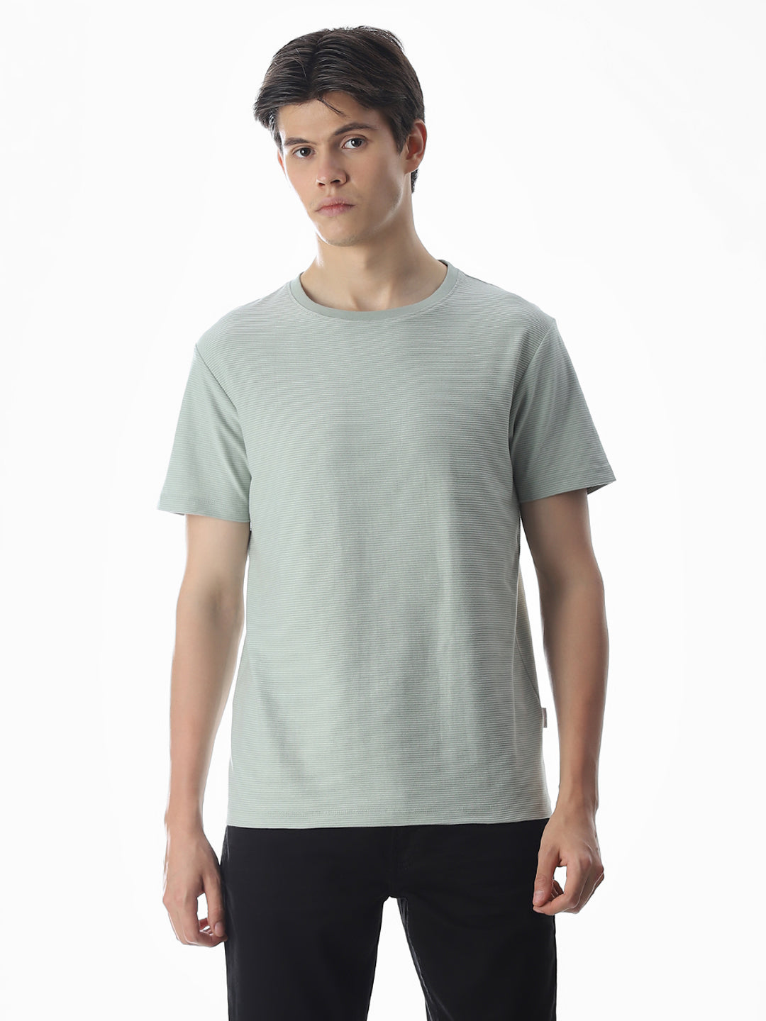Green Cotton Jacquard T-shirt