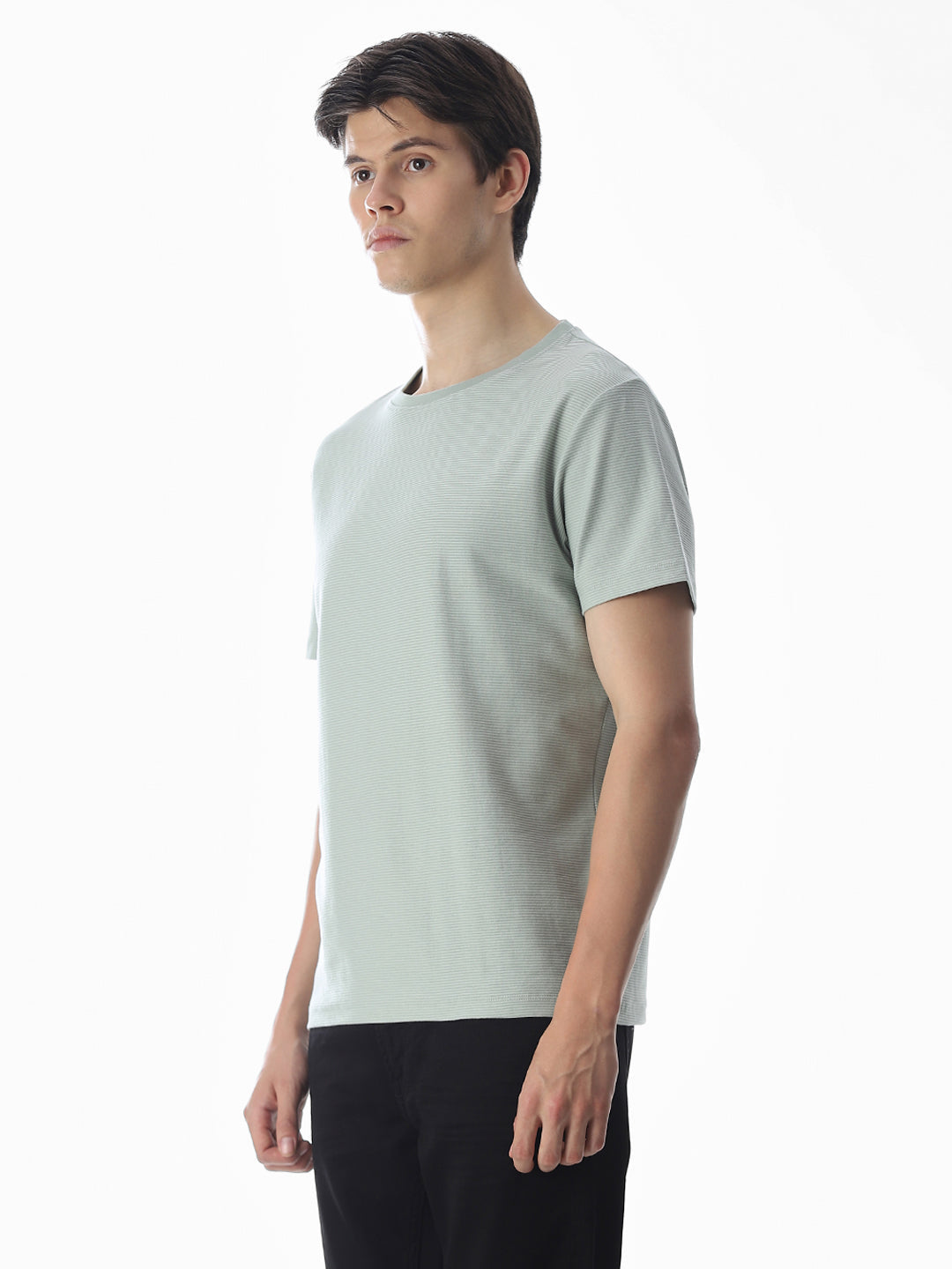 Green Cotton Jacquard T-shirt