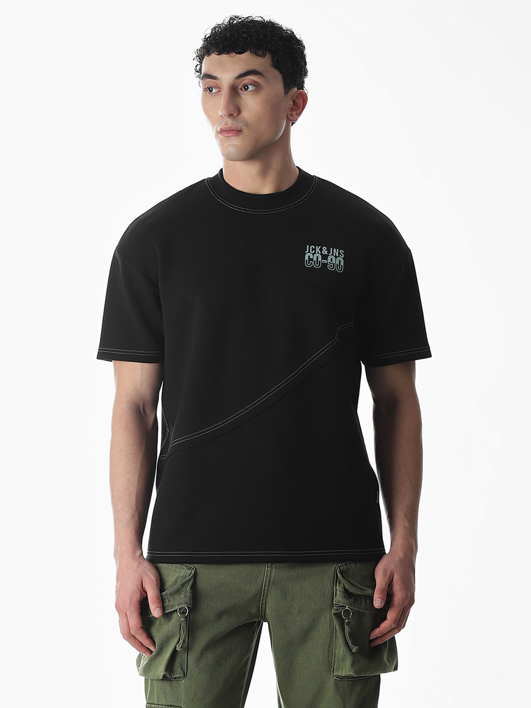 Contrast Stitch Boxy Fit T-shirt