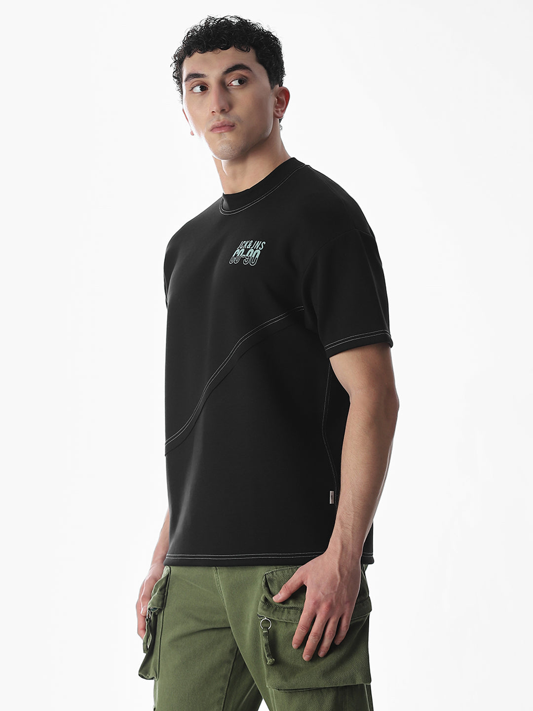 Contrast Stitch Boxy Fit T-shirt