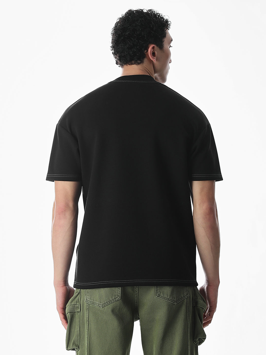 Contrast Stitch Boxy Fit T-shirt