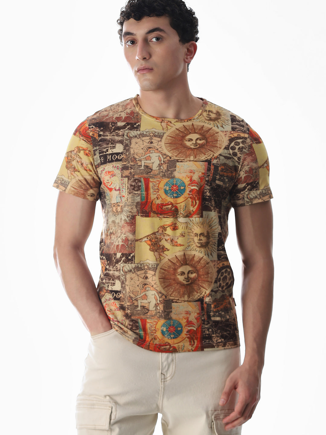 Brown Graphic Print Cotton T-shirt
