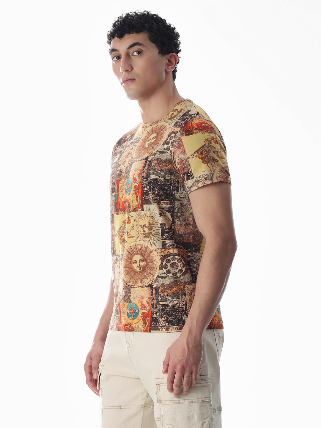 Brown Graphic Print Cotton T-shirt