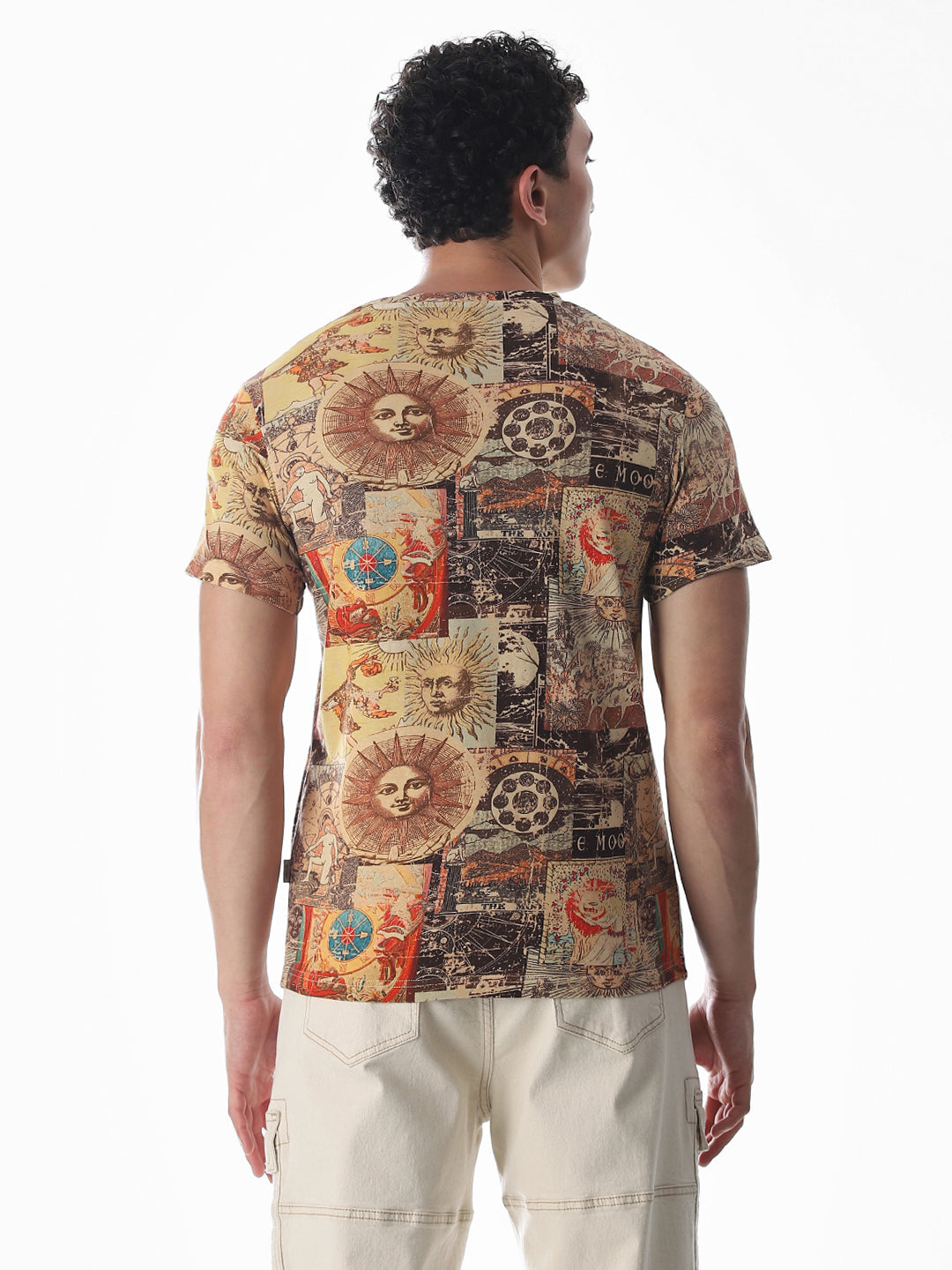 Brown Graphic Print Cotton T-shirt