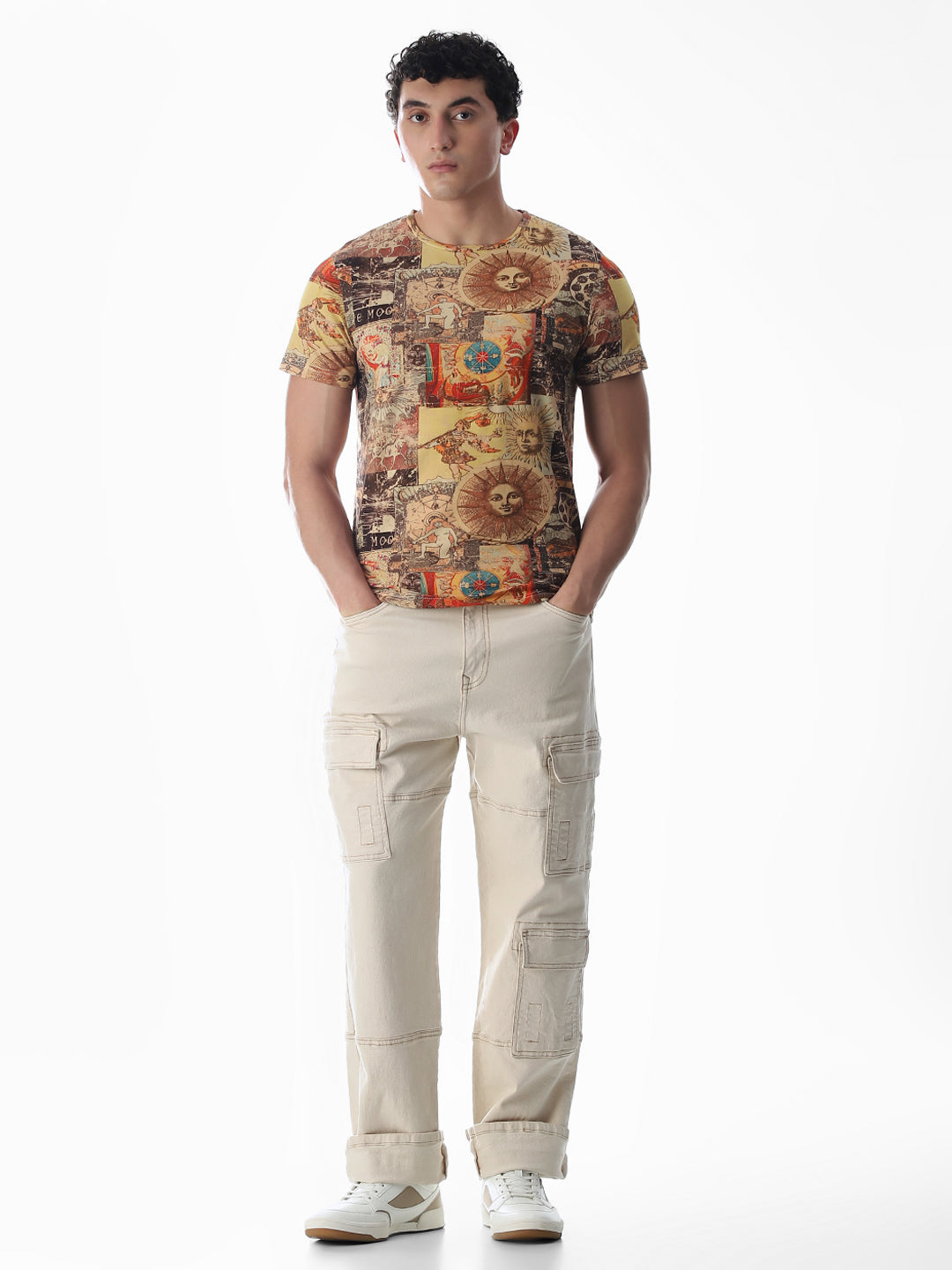 Brown Graphic Print Cotton T-shirt