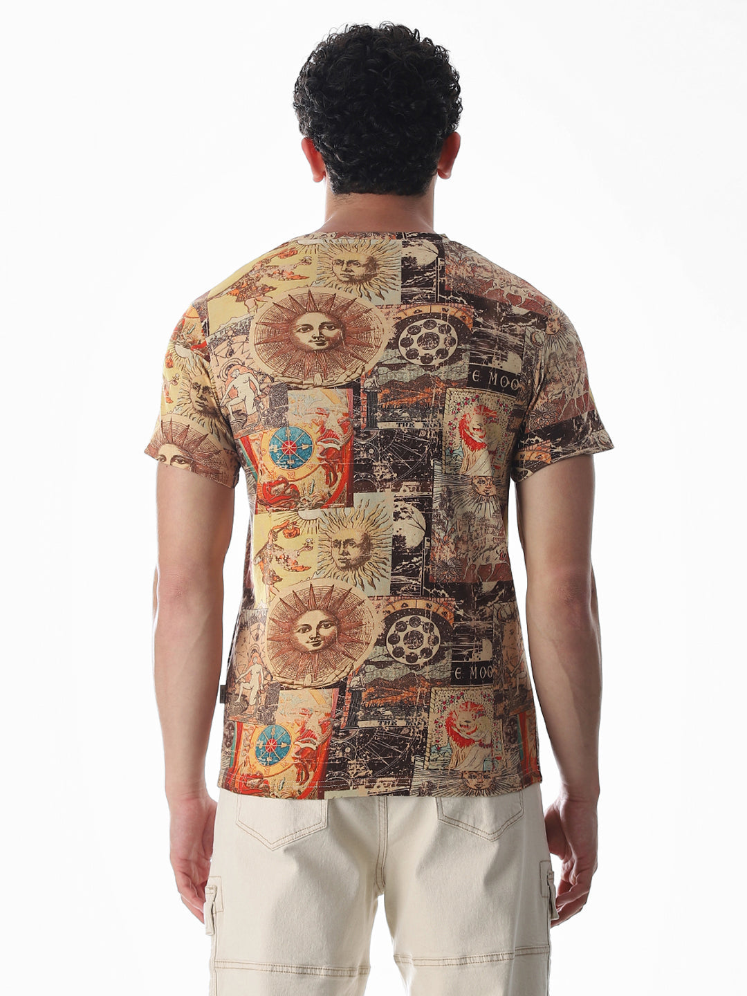 Brown Graphic Print Cotton T-shirt