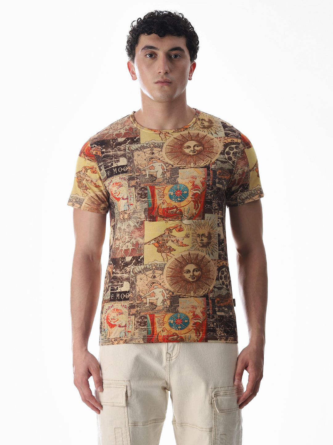 Brown Graphic Print Cotton T-shirt