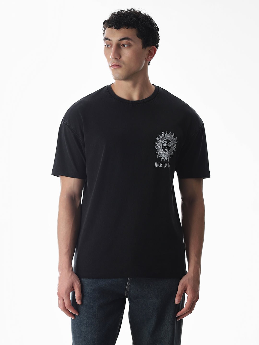 Black Printed Boxy Fit T-shirt