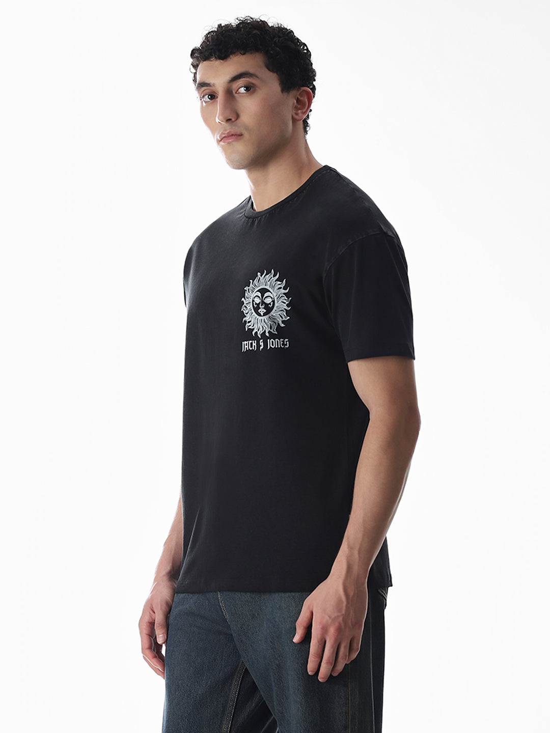 Black Printed Boxy Fit T-shirt