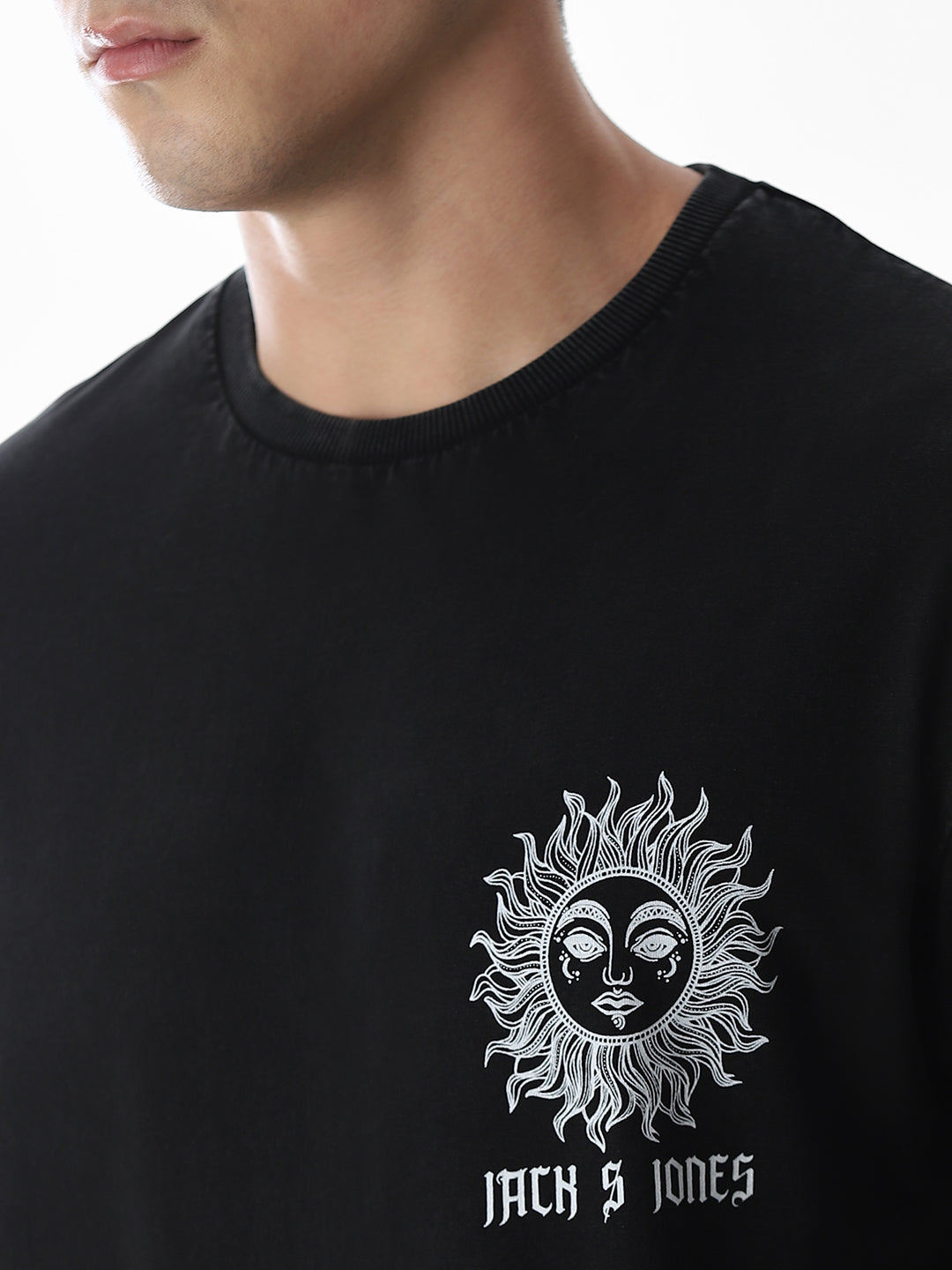 Black Printed Boxy Fit T-shirt