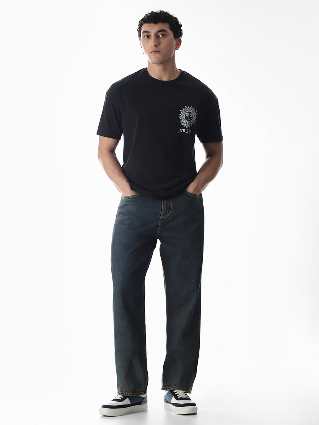 Black Printed Boxy Fit T-shirt