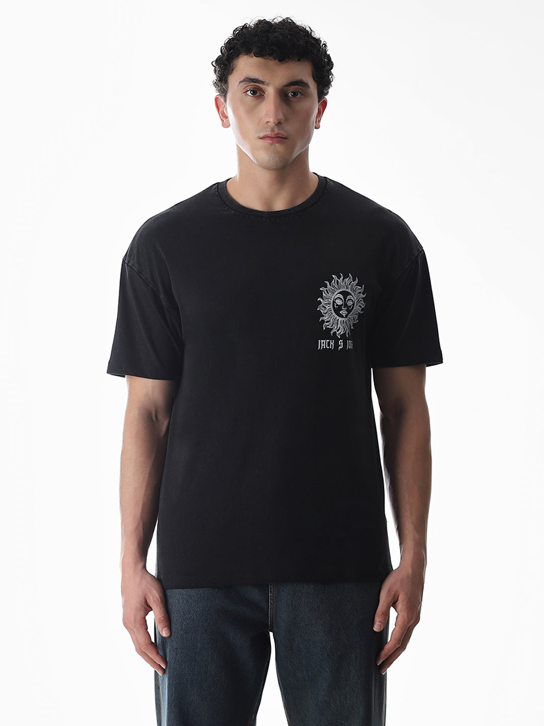 Black Printed Boxy Fit T-shirt