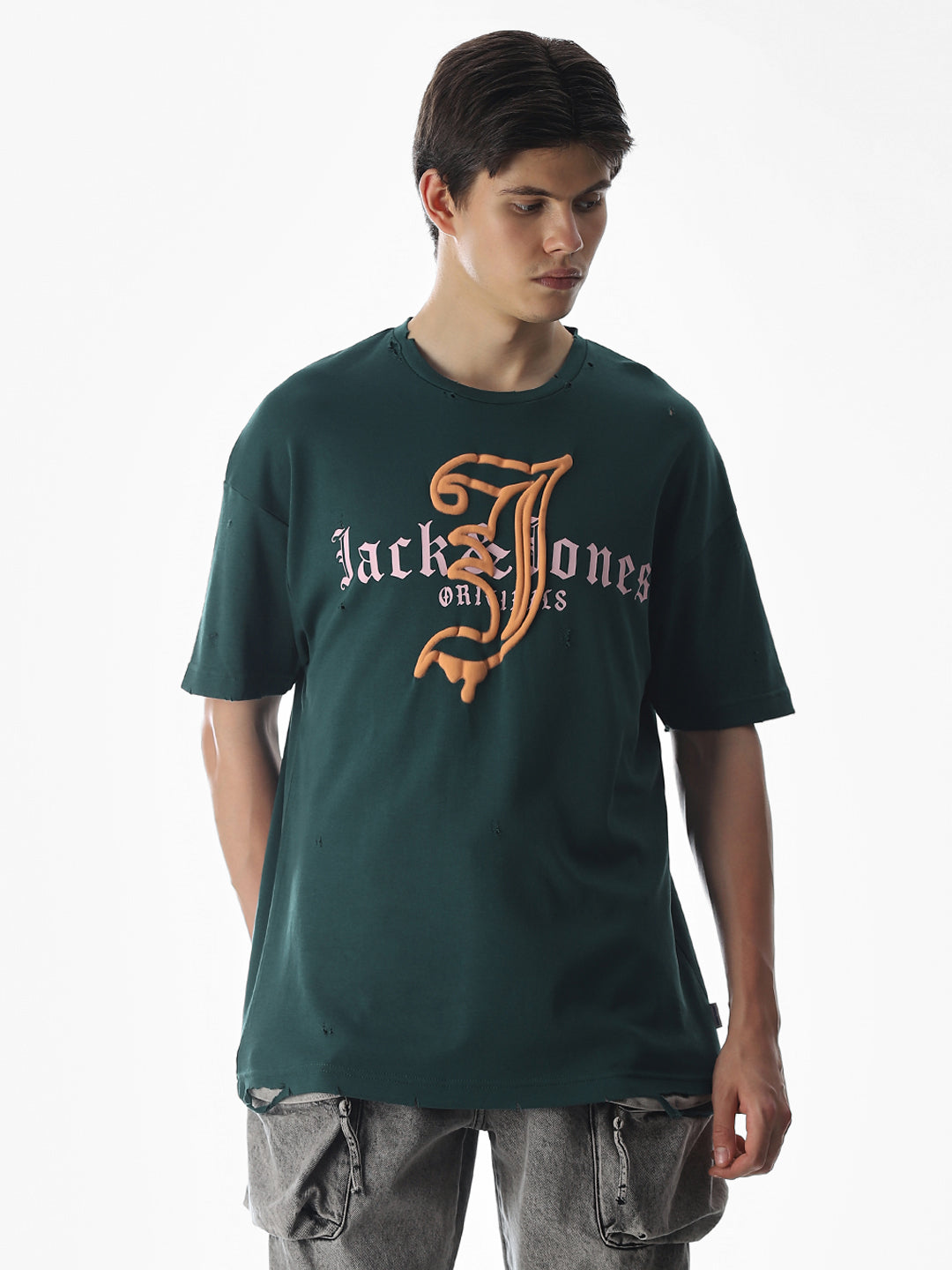 Green Logo Print Boxy Fit T-shirt