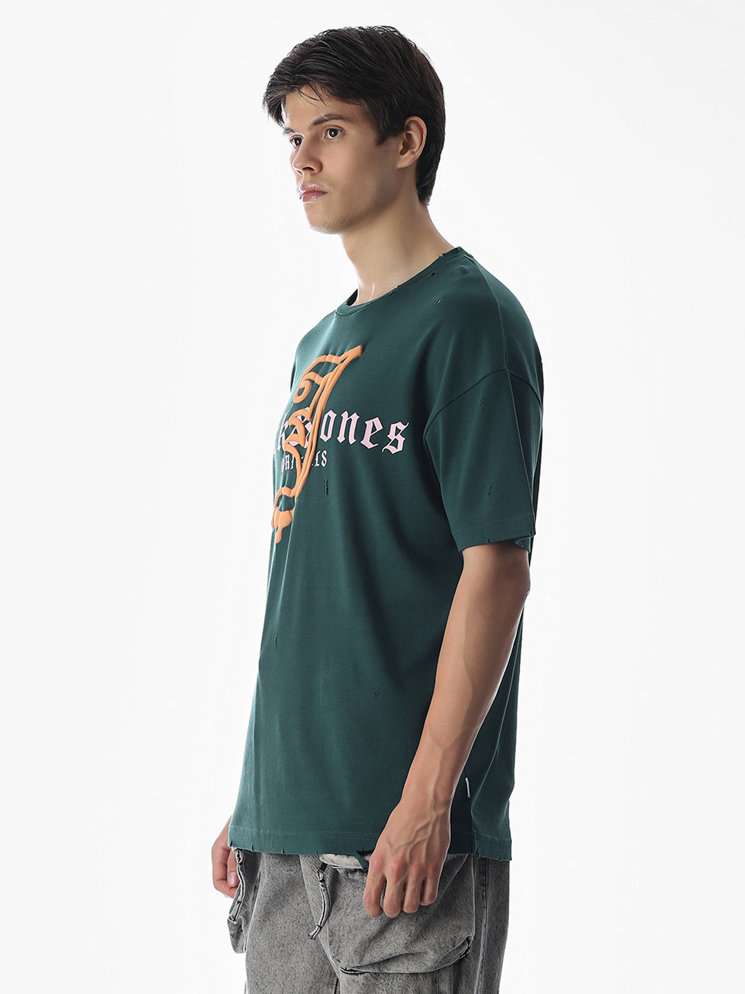 Green Logo Print Boxy Fit T-shirt