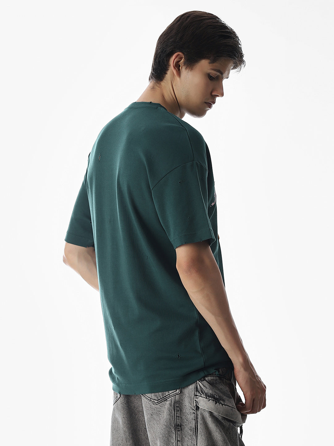 Green Logo Print Boxy Fit T-shirt