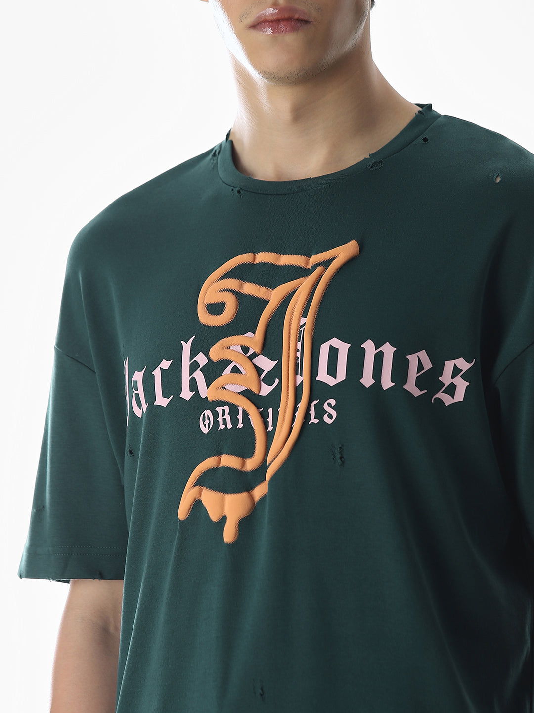 Green Logo Print Boxy Fit T-shirt
